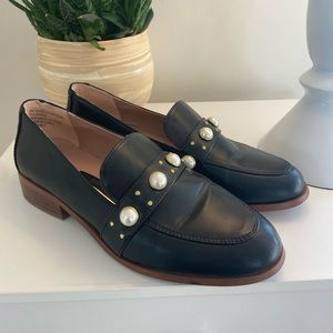 Kensie Black Oxfords with Pearl Embellishments